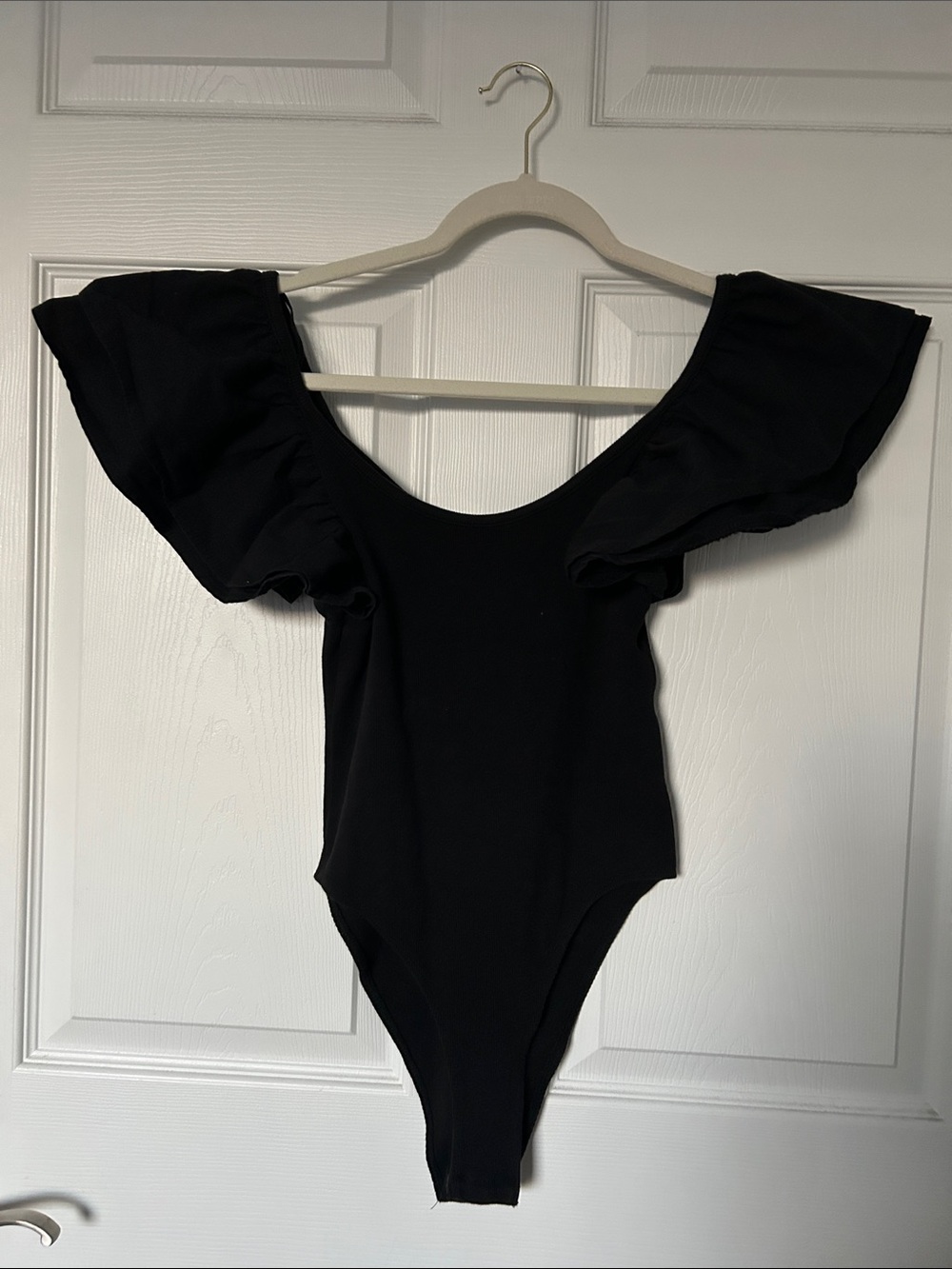 Zara Black Ruffle-Sleeve Women One-Piece, Sz. M, Like New.